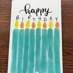 Spring/summer Bright Candle Birthday Cards - Etsy