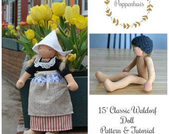 Waldorf Doll Pattern and Tutorial, Waldorf Doll Pattern PDF, 15" Waldorf Doll, Classic Waldorf Doll