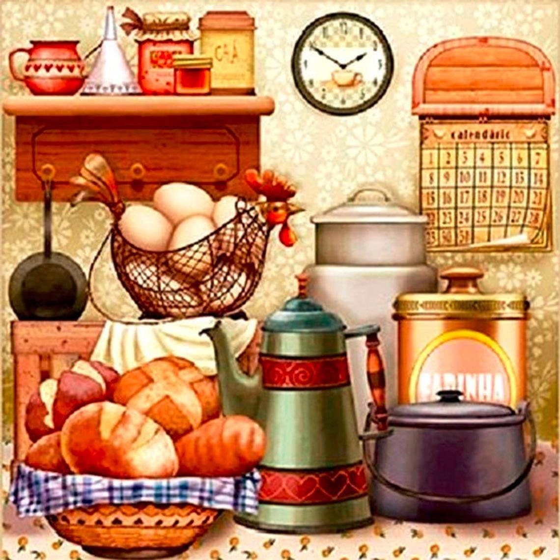 5D Diamond Painting Kitchen Diamond Mosaic Embroidery DIY Etsy