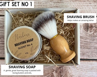 Mens Shaving Gift Set, Shaving Soap & Brush, Soap