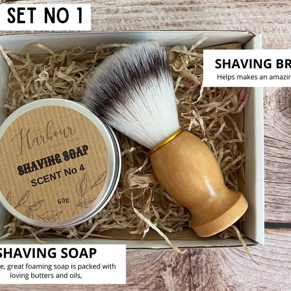 Mens Shaving Gift Set, Shaving Soap & Brush, Soap