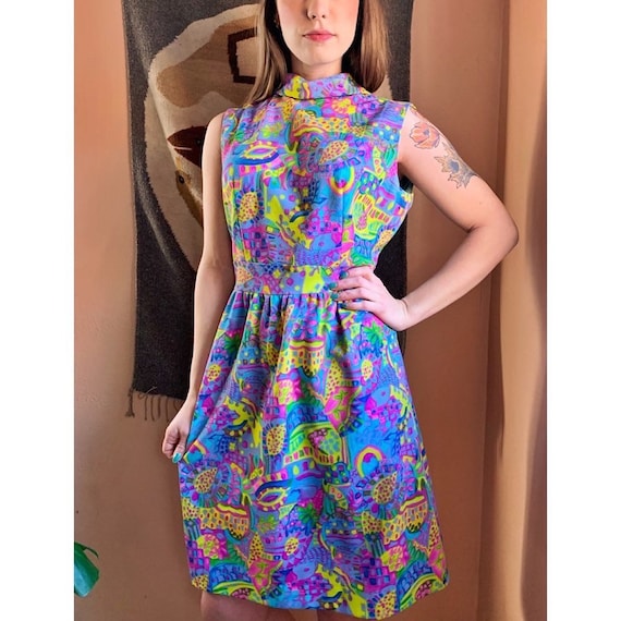 Psychedelic 60s Skater Dress