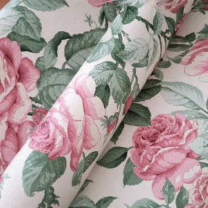 Gorgeous authentic and very rare Sanderson Vintage Rose floral Wallpaper