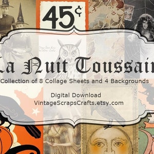 La Nuit Toussaint Halloween themed Collage Sheets Digital Download