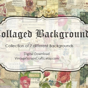 Collaged Backgrunds Set 7 Backgrounds Digital Download