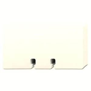 May include: White plastic electrical outlet cover with three rectangular openings.