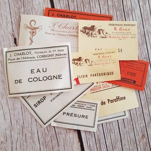 Authentic vintage Pharmacy labels 10 different labels
