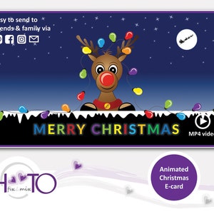Geanimeerde e-card voor vrolijk kerstfeest, digitale mp4-wens.