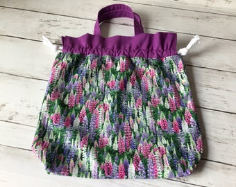 Lupine knitting drawstring bag