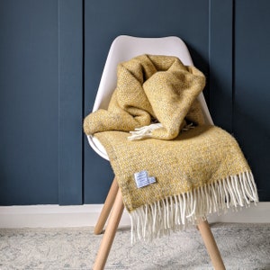 Yellow and Grey Wool Throw 100% Wool Blanket Machine - Etsy