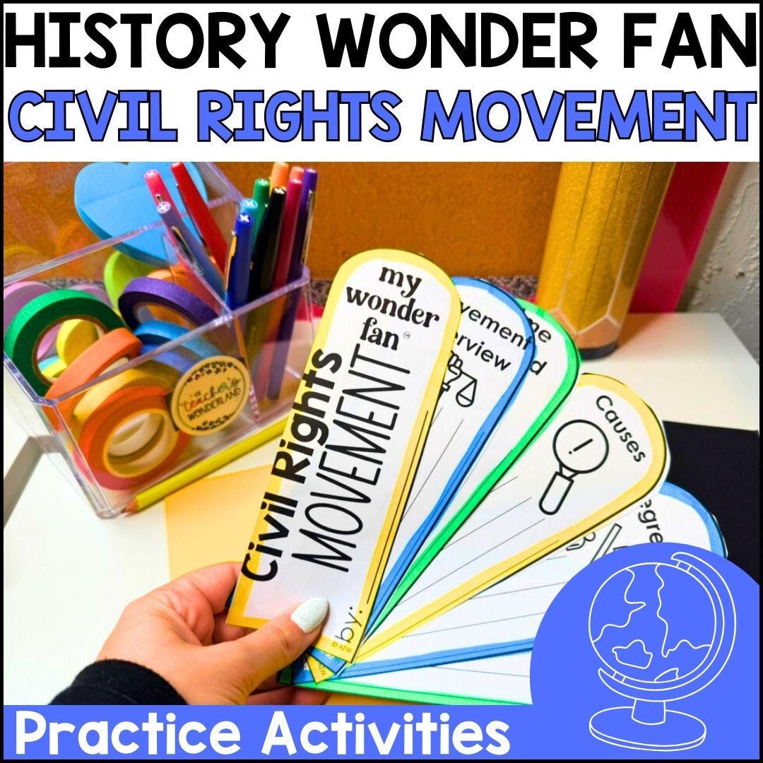 Civil Rights Movement Social Studies History Fact Fan Craftivity ...