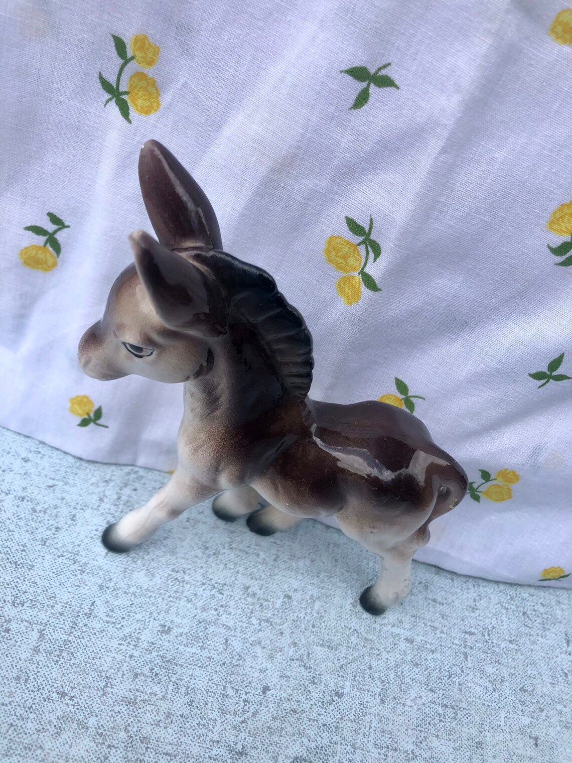 Donkey ceramic figurine vintage retro small brown grey Etsy