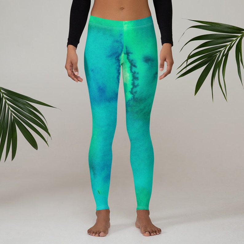 Sports Pants Leggings Pants Yoga Pants Summer Pants with Green Blue Abstract Maritim Color Pattern Art Motif as a Gift Idea Leggings