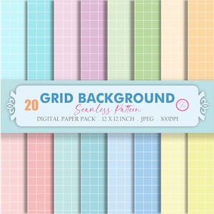 Pastel Grid Seamless Pattern - 20 Color Digital Paper (Digital Download)