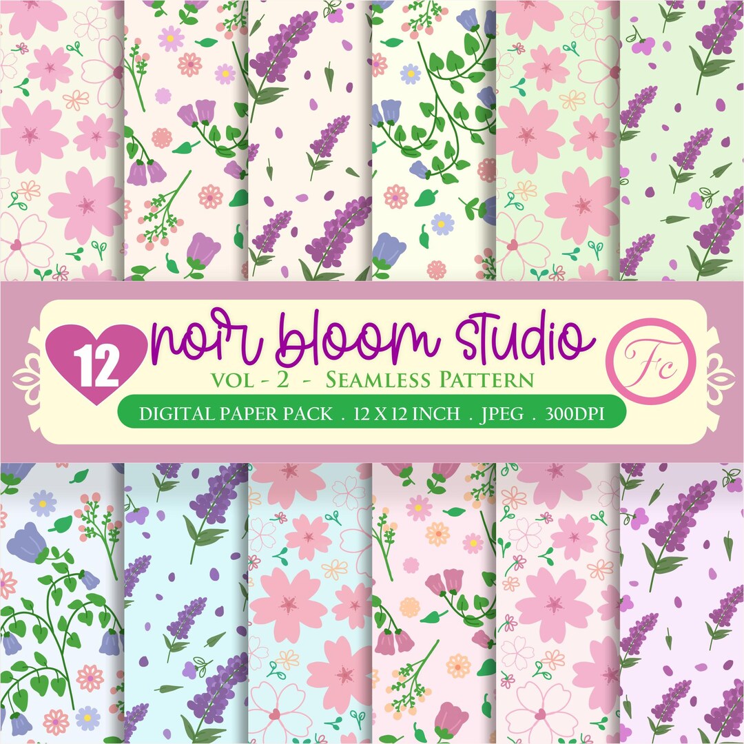 Spring Floral Digital Paper – Pastel Boho Seamless Patterns (instant ...