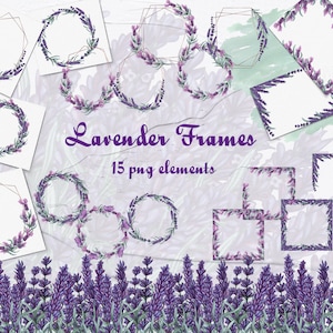 Clipart de molduras de lavanda, clipart de grinalda de lavanda, clipart de lavanda, modelos de lavanda, aquarela de lavanda, fazenda png