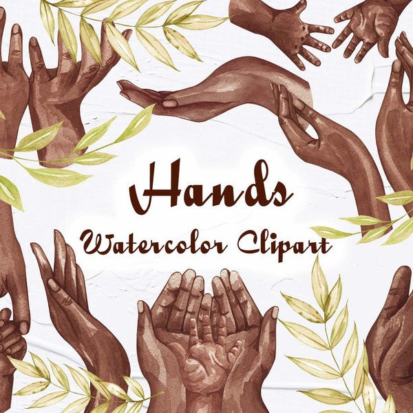Hands Watercolor Clipart. Family Hands Clipart. Holding Hands. Family clipart. Baby shower Clipart. New born baby clipart. Open Hands. PNG