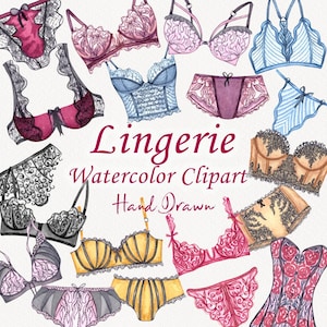 Clipart de lingerie. Lingerie femme aquarelle. Beauté et mode. Image clipart lingerie sexy. Clipart de sous-vêtements féminins. PNG (LC)