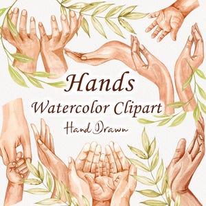Clipart aquarelle de mains. Clipart famille mains. Main dans la main. Clipart de famille. Clipart douche de bébé. Clipart bébé nouveau-né. Ouvrez les mains. PNG
