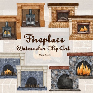 Fireplace Watercolor Clipart. Vintage Fireplace Clipart. Christmas Fireplace. Cozy Fireplace Illustration. Christmas clipart. Cozy House