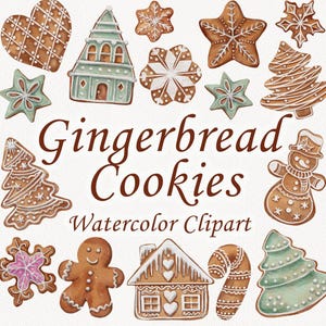 Aquarell Lebkuchen Clipart. Weihnachtsgebäck Aquarell. Weihnachtliche Naschereien. Wintersaison. Neues Jahr. Weihnachtsfutter. Handgezeichnet.