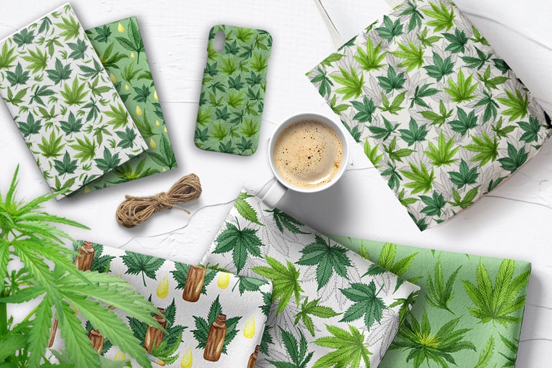 Cannabis Dadital Paper Cannabis Seamless Paper Hemp Wrapping Etsy