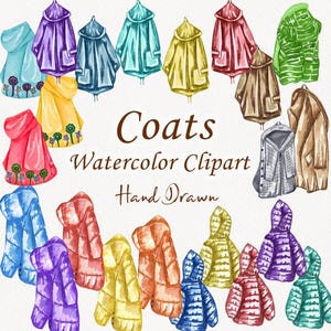 Coats Watercolor Clipart. Hallway Fashion Watercolor Clipart. Family Print Clipart. Cozy Home. Family Wellies Clipart. PNG (FP)