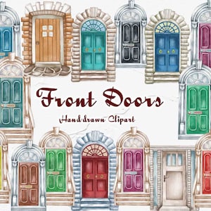 Front Door Watercolor clipart. New Home illustrations. Front Doors. Home Portrait. House Clipart Farmhouse Wedding clipart. Cottage Door