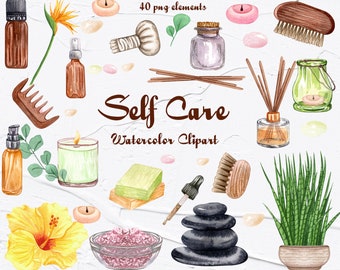 Selfcare Clipart. Aromatherapy Clipart. Watercolor Spa Clipart. Cosmetics clipart. Beauty and self care. Spa and Bath Clipart. PNG (SPA)