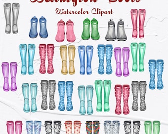 Wellington Boot clipart. Rain boots clipart. Watercolor Boots clip art. Rubber Boots Clipart. Family Wellies Clipart. PNG (FP)