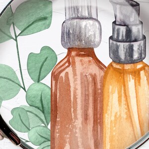 May include: Three glass bottles with brown, orange, and clear liquid. The bottles have different shaped tops and are arranged in a row. The bottles are in focus, and the background is blurred.