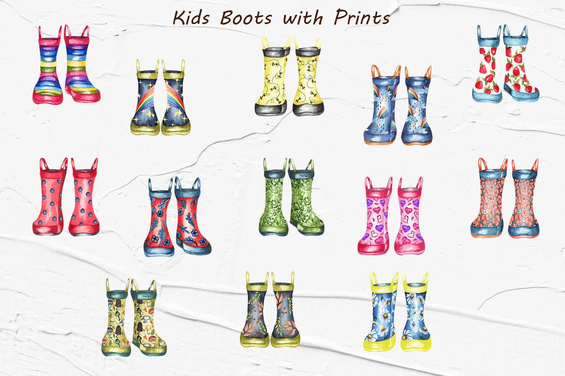 kids wellington boots (two prints available) – beo... Kids Wellington Boot Clipart. Rain Boots Clipart. Watercolor - Etsy UK
