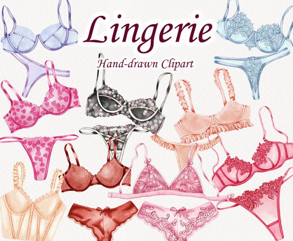 Lingerie Watercolor Clipart. Lace Lingerie Clipart. Woman Lingerie. Fashion Sexy  Lingerie Clip Art. Feminine Underwear Clipart. Bra PNG (LC)