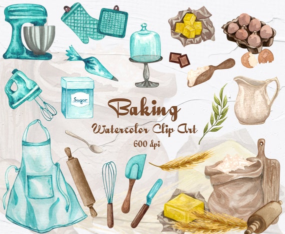 Watercolor Baking Clipart, Baking Supplies, Home Bakery Logo, Cooking  Elements, Culinary Clipart, Kitchen Utensils, Baking Tools Watercolor -   Denmark