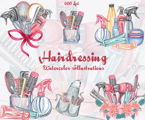 Hairdressing Watercolor Clipart. Watercolor Hairdresser - Etsy Denmark Hairdressing Watercolor Clipart. Watercolor Hairdresser - Etsy Denmark