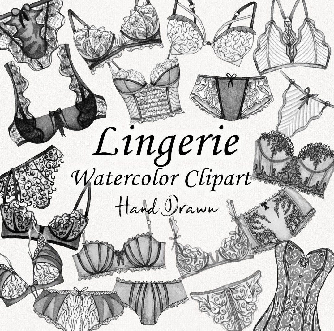 Lingerie Clipart. Watercolor Woman Lingerie. Beauty and Fashion. Sexy  Lingerie Clip Art. Feminine Underwear Clipart. Bra PNG