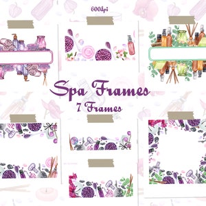 Cadres Spa Aquarelle clipart. Aquarelle Aromathérapie Clipart. Cadre cosmétique. Logo beauté et soins personnels. Spa et bain clipart. PNG (SPA)