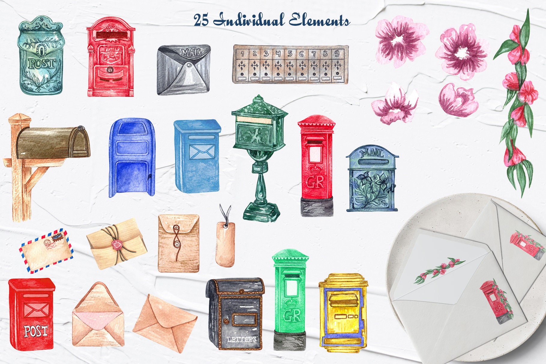 Mailbox Watercolor Clipart. Vintage Letter Box. Post Clipart. | Etsy