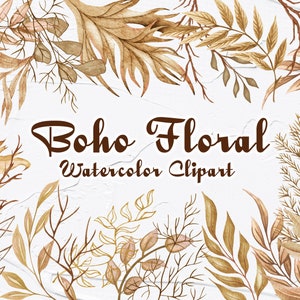 Boho verde acquerello clipart. Piante verdi boho. Piante secche. Clipart di matrimonio. Boho. Arredamento neutro. Acquerello acquerello floreale.