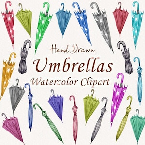 Regenschirme Aquarell Clipart. Regenschirm-clipart. Aquarell Regenschirm Clip Art. Regenschirme. Regenwetter Clipart. PNG (FP)