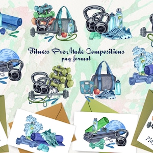 Sport Watercolor  Cipart. Fitness Clipart. Gym clip art. Fitness Watercolor. Workout Clipart. Sport illustration. PNG 600dpi