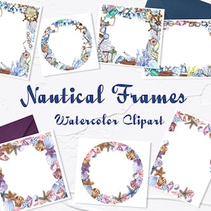 Nautical Watercolor clipart. Nautical Frames. Ocean watercolor clipart. Marine clipart. Nautical lighthouse. Anchore. Travel. Sailor Clipart