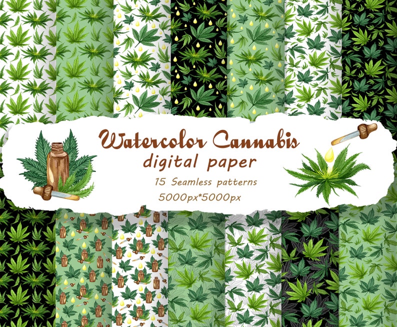 Cannabis Dadital Paper Cannabis Seamless Paper Hemp Wrapping Etsy