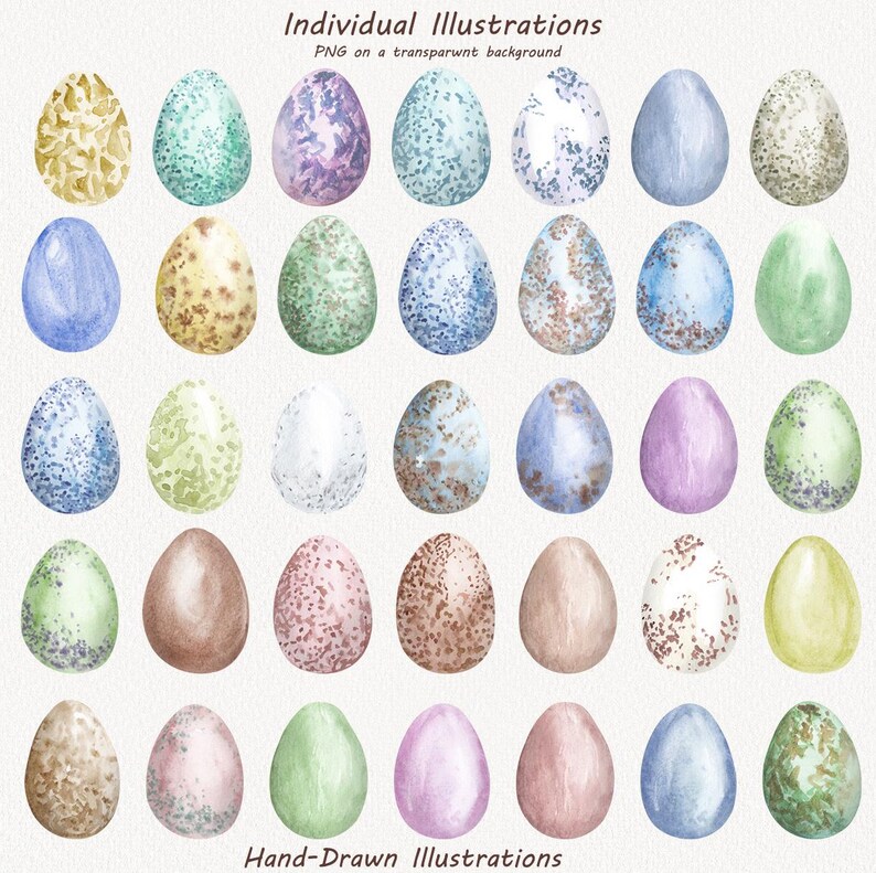 Easter Egg Clipart. Watercolor Rustic Spring. Pastel Easter Eggs ...