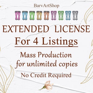 The Extended license BarvartShop. Mass Production for 4 listings. NO Credit is required.