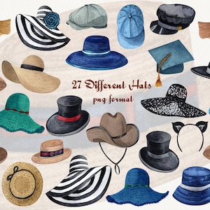 Summer Hats Watercolor Clip Art. Fashion Outfit Clipart. Women - Etsy UK