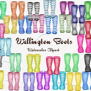 Gummistiefel Clipart. Regen Stiefel Clipart. Kinder Gummistiefel. Aquarell Stiefel ClipArt. Gummistiefel Clipart. Familie Gummistiefel Clipart. (FP)