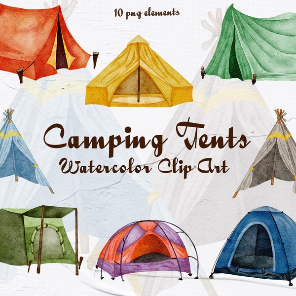 Campingzelte Clipart. Zelte Aquarell Clipart. Wildes Camping. Aquarell Zelt Clipar. Camping Clipart. Baumhaus. Bungalow PNG ÖRK