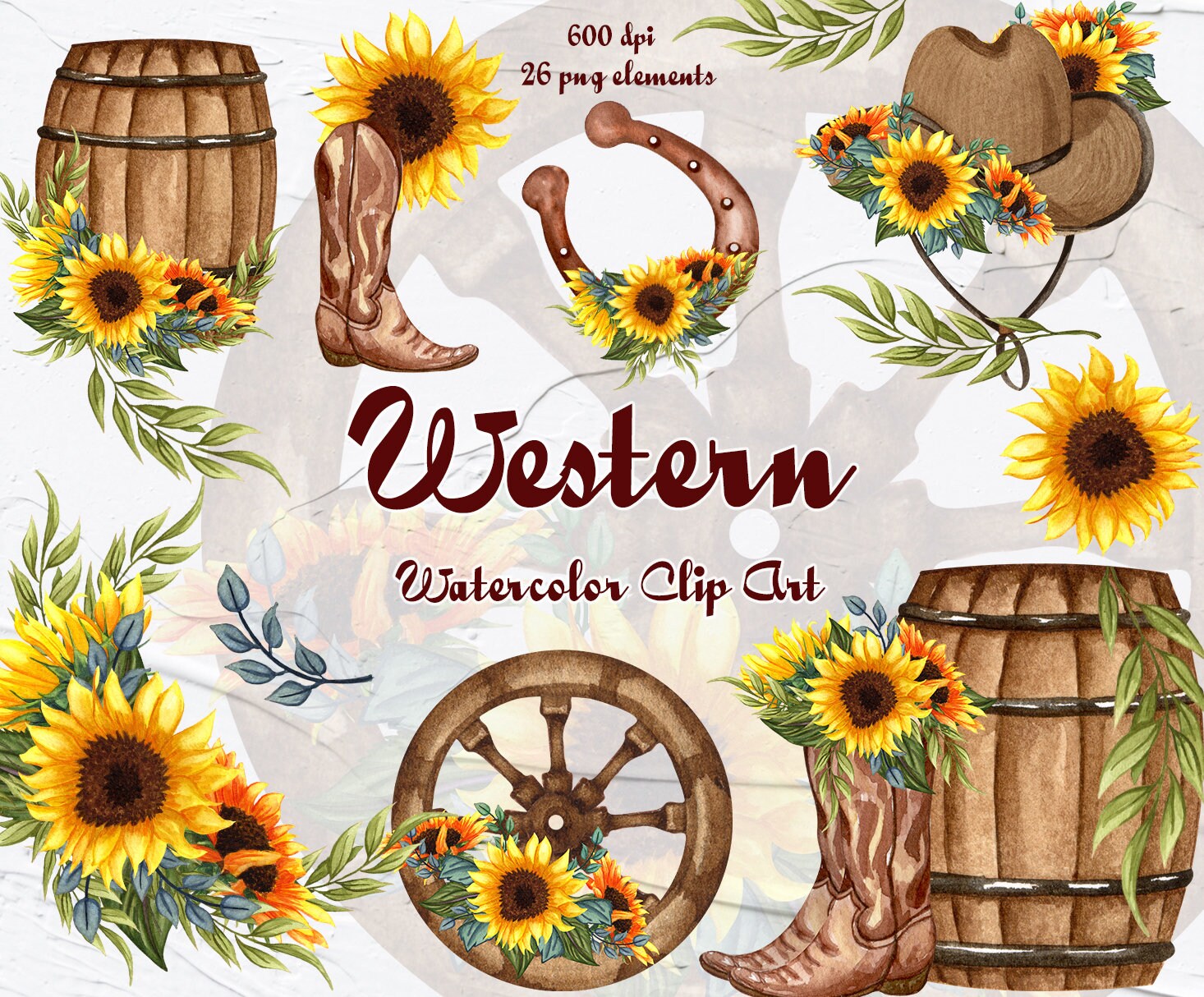 Western Watercolour Clipart. Cowboy Boots Clipart. Country - Etsy