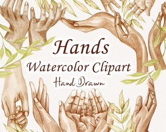 Hands Watercolor Clipart. Family Hands Clipart. Holding Hands. Family clipart. Baby shower Clipart. Praying hands PNG. Open Hands. PNG